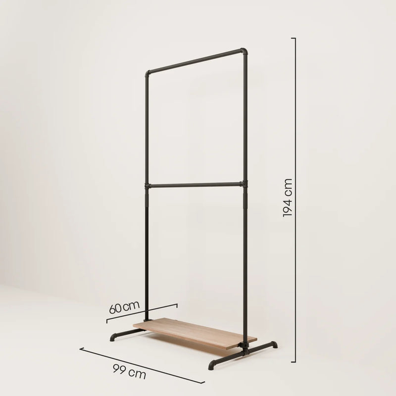 LAS 1 OAK – 1 étagère | Porte-manteau avec planche