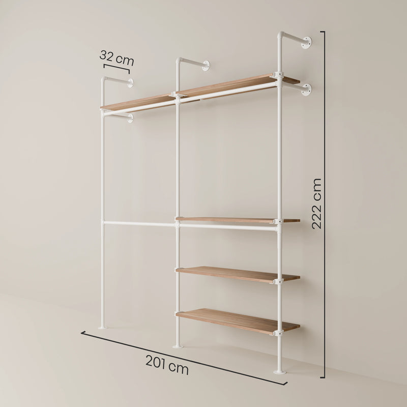 KIM DOUBLE 2 OAK – 5 étagères | blanc