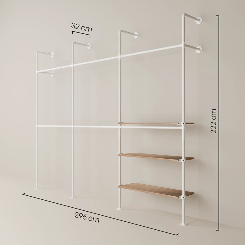 KIM DOUBLE 3 OAK – 3 étagères à droite | blanc