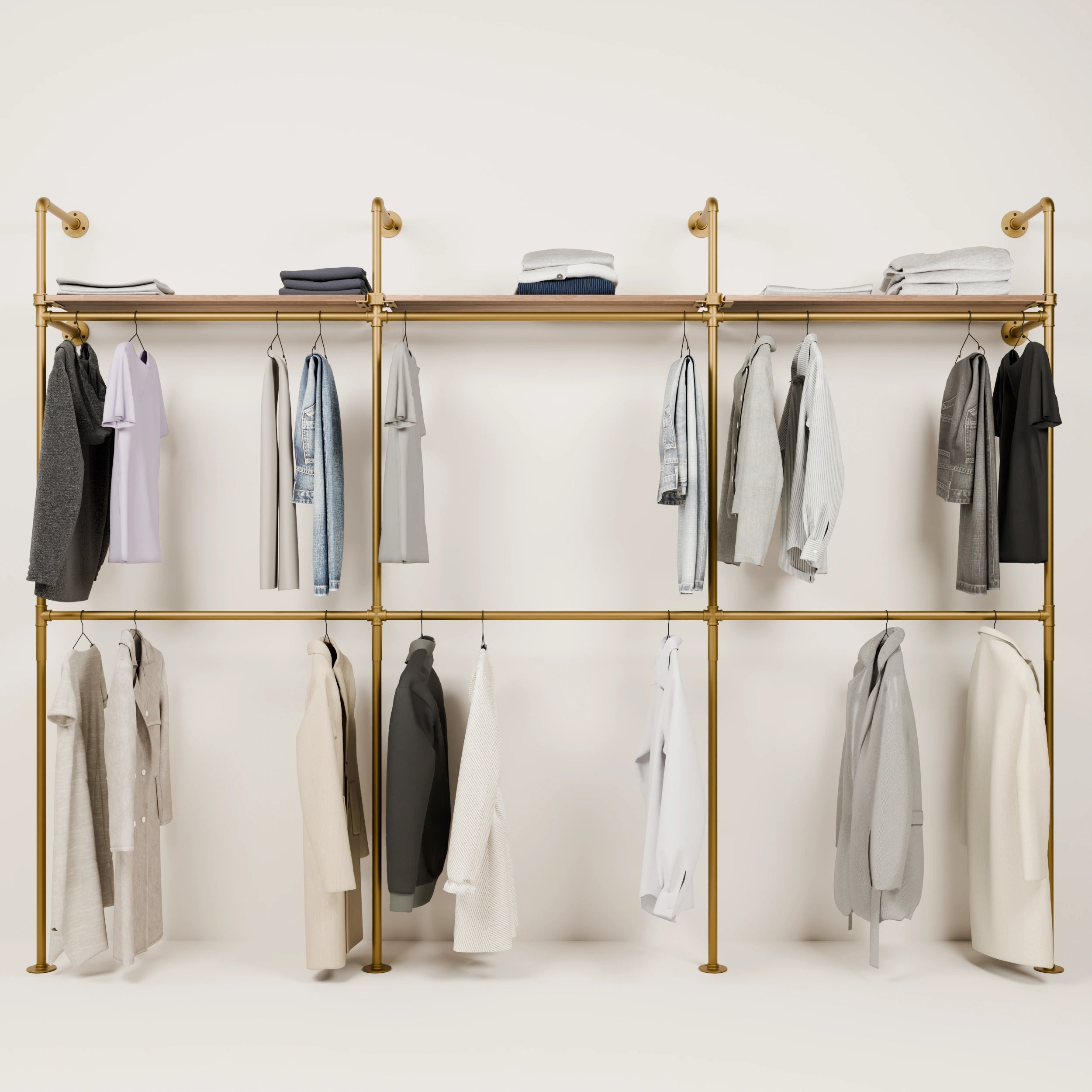 KIM DOUBLE 3 OAK – 3 øverste hyller | gull