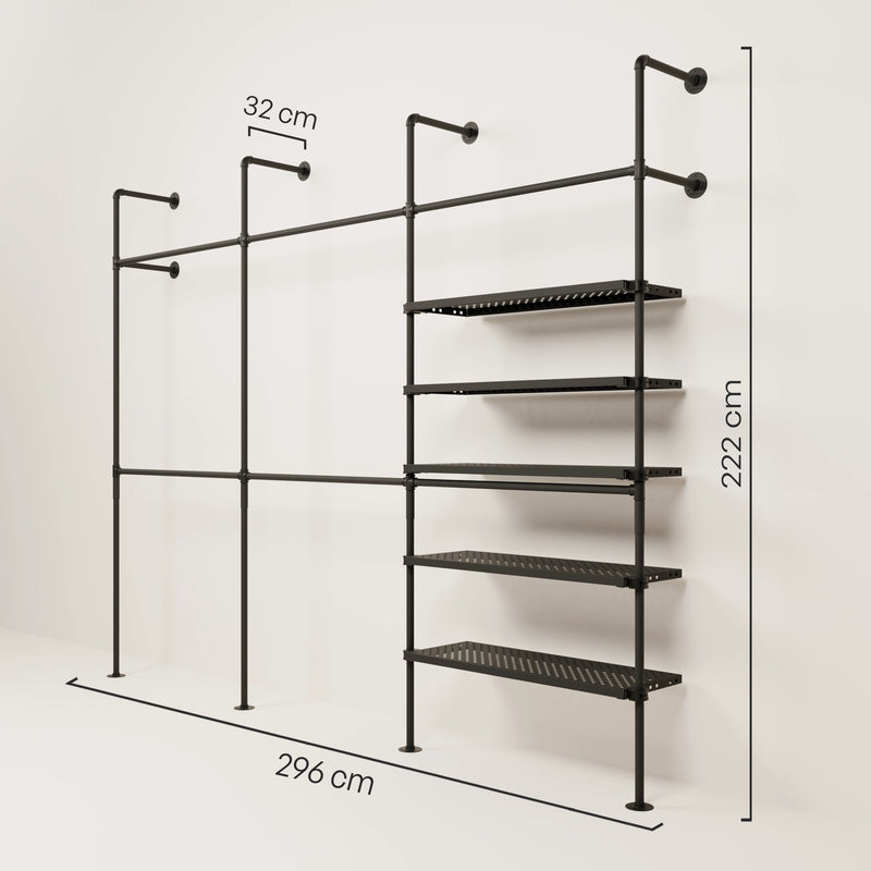 KIM DOUBLE 3 METAL – 5 estantes | Armario vestidor